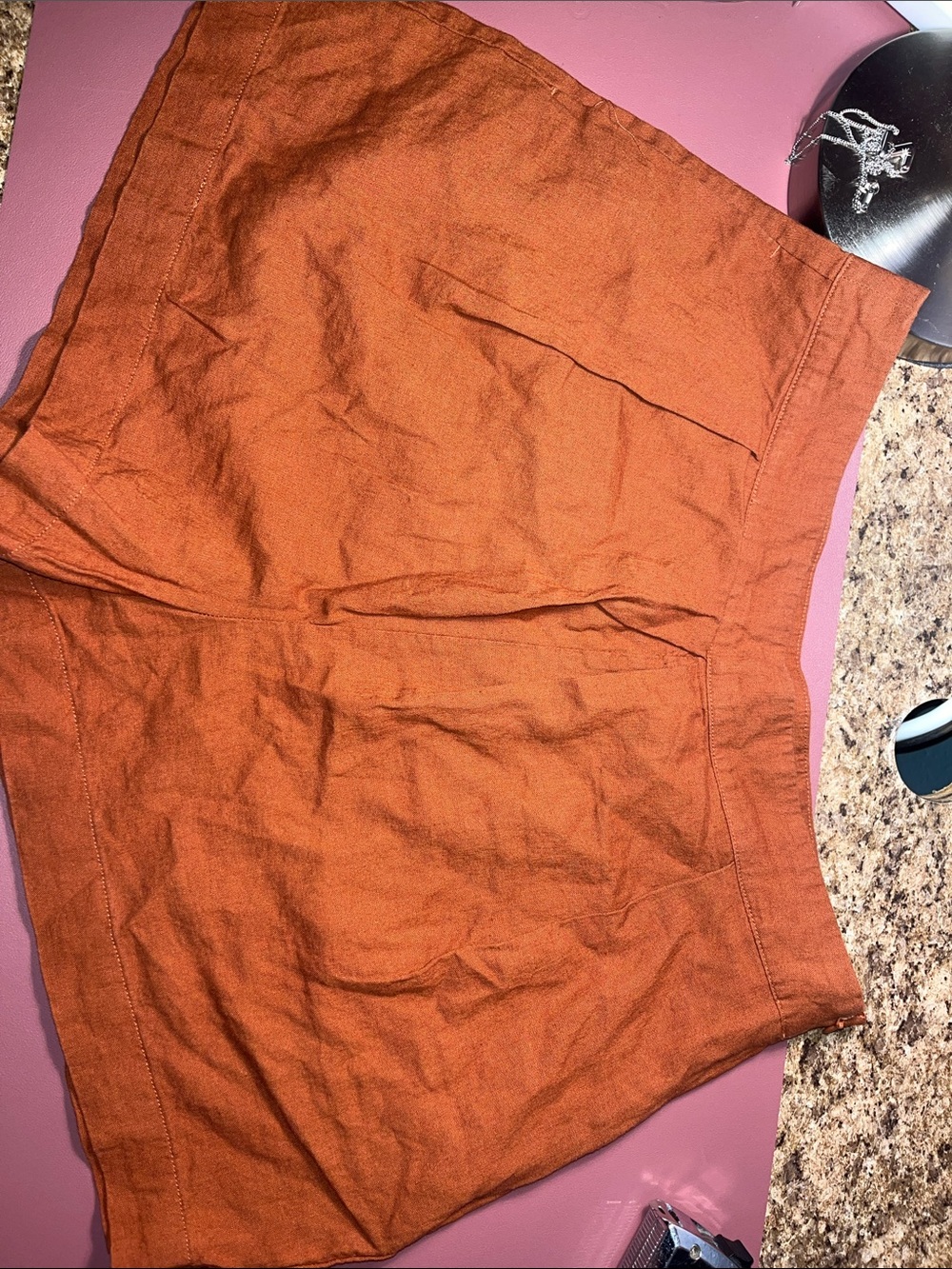 Worthington Rust Orange Mini Skirt with Front Patch Pockets